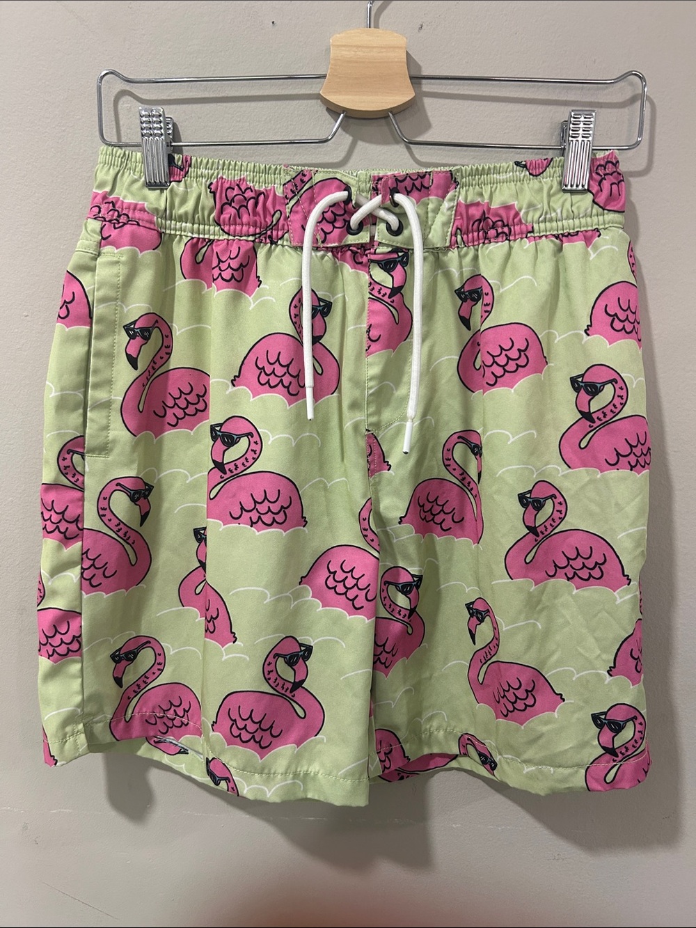 Sovereign Code Pink Flamingo Swim Trunks - Lime Green & Pink